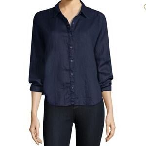 Stateside Linen Button Down Oversized Shirt Navy Size M